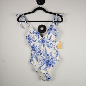 Kona Sol Women's One Piece Swimsuit Shoulder Tie Medium Coverage NEW - XS